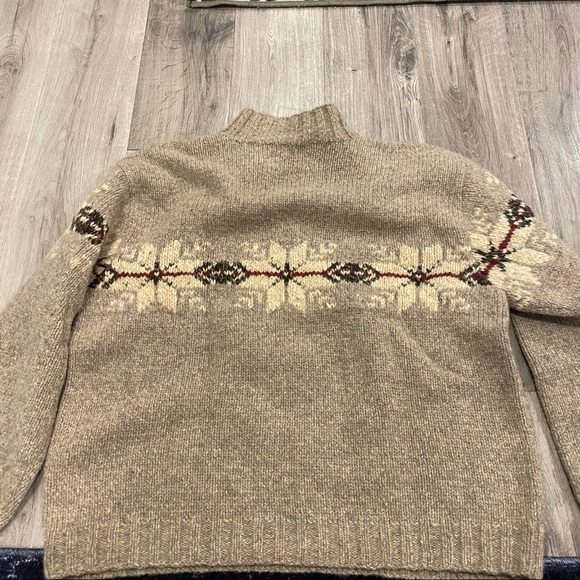 EUC Eddie Bauer Legend Hand knit 100% Lambswool Sweater Fair Isle Men Size Med - Picture 8 of 12